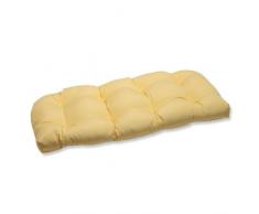 Pillow Perfect Kissen für drinnen und draußen, Rattan, Loveseat Kissen mit Sonnenschirm, Segeltuch, Buttercup Stoff, 112 cm L x 48,3 cm. Breite: 12,7 cm. D