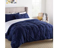 Linenspa All-Season Down Comforter -Hypoallergenic - Plush Microfiber Fill - Machine Washable Alternative Steppdecke mit Plissee-Daunen, Mikrofaser, Marineblau Pinch Pleat, Twin