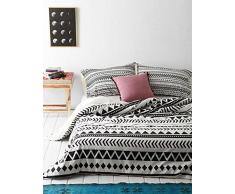 EnLora Home Bettwäsche-Set für Doppelbett, Schwarz, Weiß, 200 x 200 cm, 3 Stück