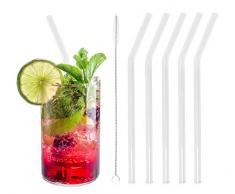Close Up Glas Strohhalme mit Knick 20 cm im 5er-Set inkl. Reinigungsbürste, 5 Stück Gebogene Trinkhalme, wiederverwendbar, langlebig, umweltschonend, BPA frei & spülmaschinengeeignet