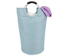 Faltbarer Wäschesammler aus Stoff – tragbar, faltbar, große Kapazität, langlebige bequeme gepolsterte Tragegriffe, selbststehender Wäschekorb, lässt sich leicht in der Wäschekammer verstauen. blau