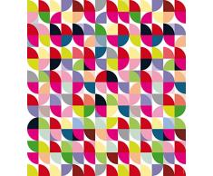 Myspotti mySPOTTIlook Retro Pattern, 90x100cm Fensterfolie statisch haftend, Kunststofffolie, rot; blau; grün; gelb; schwarz; pink; lila; türkis; violett; transparent 90 x 100 x 0,1 cm