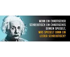 Schatzmix Einstein: Wenn EIN chaotischer Schreibtisch Metallschild Wanddeko 27x10 cm tin Sign Blechschild, Blech, Mehrfarbig