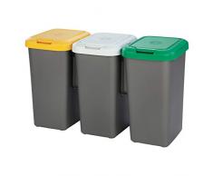 Productos Del Hogar Tontarelli Tontarelli Mülleimer, 3 Fächer, 75 l, Maße: 78,5 x 33 x 47,5 cm (B x T x H).
