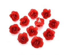 Seidenblumen in Großhandel Kunstblumen Köpfe Kirschblüten Künstliche Teeknospen Blumen Köpfe für Hochzeit Zuhause Dekoration Scrapbooking DIY 80 Stück 4 cm dunkelrot