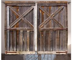 Rustikale Vorhänge von Ambesonne, alte Holzscheunentür des Bauernhauses Eiche Landhaus Village Board Landhaus Landhaus Foto Druck Wohnzimmer Schlafzimmer Fenster Vorhänge 2 Paneel-Set braun, Textil, Multi 1, 108 W By 63 L