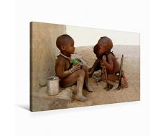 Premium Textil-Leinwand 75 x 50 cm Quer-Format Kinder de Himbas | Wandbild, HD-Bild auf Keilrahmen, Fertigbild auf hochwertigem Vlies, Leinwanddruck von Erika Müller