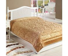 DIZORA Bambus Stoff weiche Tagesdecke – leichte Tagesdecke in voller Größe – Decke als Tagesdecke – Decke – Bettüberwurf – seidig anmutend, langlebig und hautfreundlich – perfekte Tagesdecke für das Schlafzimmer, 78 x gold