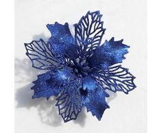 Mobuy Weihnachtsstern Weihnachtsdekoration Weihnachtsblumen Glitzer Weihnachtsbaumschmuck und Ornamente (12 Stück) 6.2 blau