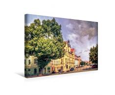 Calvendo Premium Textil-Leinwand 45 cm x 30 cm quer, Blick zum Rathaus Hettstedt | Wandbild, Bild auf Keilrahmen, Fertigbild auf echter Leinwand, Leinwanddruck Menschen Menschen
