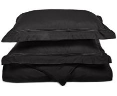 Superior - Superweiches, leichtgewichtiges, knitterfestes Bettbezugsset mit 2 gestickten Linien auf Kopfkissenbezügen mit Stehsaum in einer Geschenkbox, 229 x 234 cm, 100 % gebürstete Mikrofaser, burgunderrot