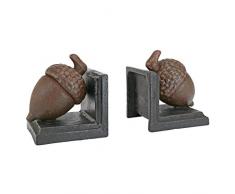 Design Toscano SP392 Buchstützen aus Gusseisen Große Eicheln, Ständer und Stützen, Metall, braun, 3,25 x 7,5 x 9 cm