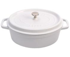 Staub 1102902 Cocotte, 29 cm oval, Bräter aus Gusseisen, weiß