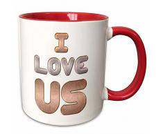 3dRose I Love Uns in Hellen und pink-Two Ton rot Kaffeebecher, Keramik, Violett/Rot/Pink/Lila, 10,2 x 7,62 x 9,52 cm