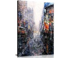 Kunstdruck auf Leinwand, abstrakt, modern, Stadtbild, 45,7 x 30,5 cm