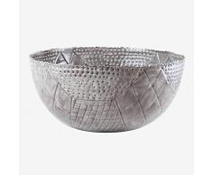 Better & Best Salatschüssel aus emailliertem Metall, rund, 32 cm, verziert mit Rautenmuster, Grau, Maße 32 x 32 x 14 cm