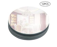 Murrey Home Kerzentablett mit Spiegel, rund, für Hochzeit, Weihnachten und Party, 3 mm, 12 Stück 12x8-2mm