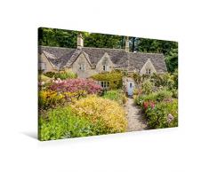 Premium Textil-Leinwand 75 x 50 cm Quer-Format Altes Landhaus mit üppigen Garten in Bibury | Wandbild, HD-Bild auf Keilrahmen, Fertigbild auf hochwertigem Vlies, Leinwanddruck von Christian Mueringer