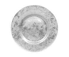American Atelier Platzteller, 33 cm, dekorativer runder Teller aus Glas für Zuhause und professionelles Abendessen, gehobene Events, Dinner-Partys, Hochzeiten und Catering 13 silber