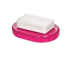 iDesign Seifenschale, ovaler Seifenhalter aus Kunststoff für Badezimmer oder Küche, Seifenablage mit Ablauföffnung für Waschtisch, Dusche und Spülbecken, pink