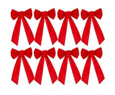 Artiflr Weihnachts-Schleife aus rotem Samt, 22,9 x 40,6 cm, für Weihnachtskranz, Weihnachtsbaum, Weihnachtsgirlande, Fenster, Wand, große Geschenke, 8 Stück