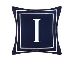 BLEUM CADE Blauer Kissenbezug mit englischem Alphabet Sofas, Bett, Stuhl, Auto 18 x 18 Dunkelblau I