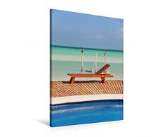 Premium Textil-Leinwand 60 x 90 cm Hoch-Format Holzliege vor dem Karibischen Meer | Wandbild, HD-Bild auf Keilrahmen, Fertigbild auf hochwertigem Vlies, Leinwanddruck von Frank Hornecker