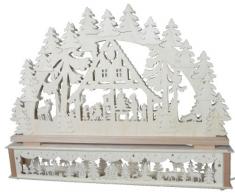 SchwibboLa KB 10-56 Erzgebirgischer Doppelt Beleuchteter Schwibbogen inklusive Erhöhung mit Zertifizierung, 72 x 51 cm 10-56