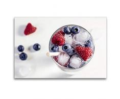 Premium Textil-Leinwand 120 x 80 cm Quer-Format Vitalisierendes Wasser mit Himbeeren und Blaubeeren | Wandbild, HD-Bild auf Keilrahmen, Fertigbild auf hochwertigem Vlies, Leinwanddruck von Xenia Schlossherr