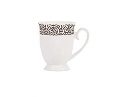 Dajar Kaffeebecher Diana Style 13 300ml Ambition, Porzellan, Weiß Grau, 12 x 8,5 x 10,5 cm