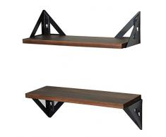 MCOLORFUL Wandregal, 2 Stück, rustikale Holz-Wandregale für Wohnzimmer, Schlafzimmer, Badezimmer braun