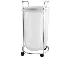 Home Wäschekorb, Stoff, Stahl und Weiß