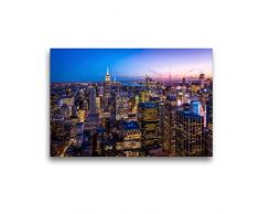 Premium Textil-Leinwand 45 x 30 cm Quer-Format Manhattan mit Empire State Building, New York City, USA | Wandbild, HD-Bild auf Keilrahmen, Fertigbild auf hochwertigem Vlies, Leinwanddruck von Manfred Leiter
