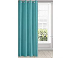 Eurofirany Ada Gardine Vorhang Ösen Tunnel Einfarbig - Wohnzimmer Schlafzimmer 1 STK, Türkis/Marineblau, 135X250cm