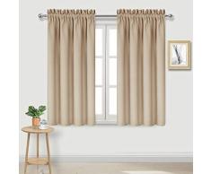 DWCN Verdunkelungsvorhänge Raum-Verdunkelung Thermoisoliert Fenster Vorhang für Schlafzimmer Wohnzimmer Set 2 Stück 38x45 | inch beige
