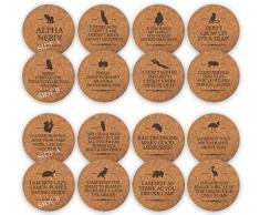 TANGRA Funny Party Kork Bar Untersetzer [8 Stück] doppelseitig lasergraviert mit 16 Sprüchen Have Fun for Geburt, Mann, Frau, Kollegen, Büro, Kaffeetasse, Bierglas, Trinkglas, lustiger Stil – 1