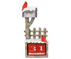 Hannas Handiworks Kardinal Briefkasten Countdown Rosy Red 11 x 5 Harz Stein Urlaub Adventskalender