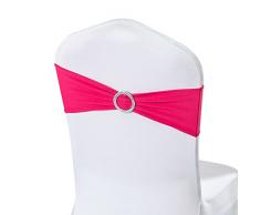 lovehomebaby 50 Spandex Stuhl Schärpen Schleifen Elastic Bands mit Schnalle Schieber Schärpen Bögen für Hochzeit Dekorationen Ohne Schutzhüllen Fuchsia