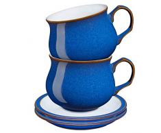 Denby 001048701 Teetasse mit Untertasse, Steingut, Blau