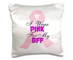 3dRose PC 211124 _ 1 Pink Ribbon mit den Worten I Wear Pink für My BFF Kissen Fall, 40,6 x 40,6 cm