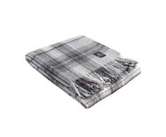 Superfeine Alpakawolle, Überwurfdecke, leichte Alpaka-Merinowolle, Überwurf, Decken für drinnen und draußen, weiche peruanische Alpaka-Decke, Wolle, Decke, Schottenmuster, 183 x 152 cm 72 x 60 Grau/Weich Grau/Elfenbein