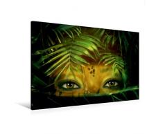Calvendo Premium Textil-Leinwand 120 cm x 80 cm quer, Dschungelaugen im Regenwald | Wandbild, Bild auf Keilrahmen, Fertigbild auf echter Leinwand, Leinwanddruck: Braune Augen Menschen Menschen