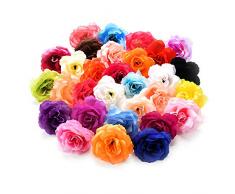 Csoudna Blumenköpfe zum Basteln, künstliche Blumenköpfe aus Seide, zum Basteln, für Dekoration, Hochzeit, Heimdekoration, festliches Zubehör, Party-Dekoration, 30 Stück/Lot 7 cm bunt
