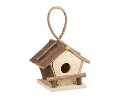 Relaxdays Vogelhaus mit Aufhängung, kleines Vogelhäuschen aus unbehandeltem Holz, handgefertigtes Dekohaus, natur