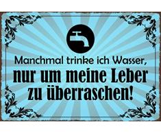 Schatzmix Spruch manchmal trinke ich Wasser, nur… 20x30 cm Wanddeko tin Sign Blechschild, Blech, Mehrfarbig
