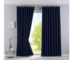 Gardinenbox Vorhänge Blickdicht »Newyork« Blau HxB 245x295 cm 2er-Pack Thermo-Gardinen Verdunkelungsvorhang Blackout Ösen schalldämmend ÖKOTEX UV-Schutz Raffhalter, 201920600-2