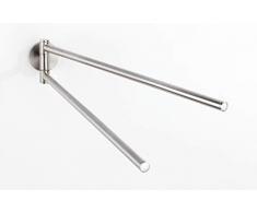 WENKO Handtuchhalter Cuba Matt, Handtuchstange mit 2 beweglichen Armen, massive Qualität aus rostfreiem Zinkdruckguss mit mattiertem Finish, 5 x 7 x 41,5 cm