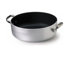 Pentole Agnelli Platinum Kasserolle, Aluminium, 2 Griffe aus Edelstahl, Silberfarben 24 cm Silber/schwarz
