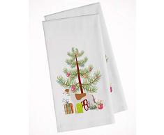Geschirrtuch, Motiv: Windhund, Weihnachtsbaum, Weiß, 2 Stück