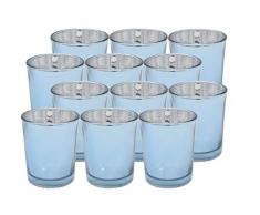 Ms Lovely Teelichthalter, metallisches Glas, 12–6,4 cm hoch hellblau